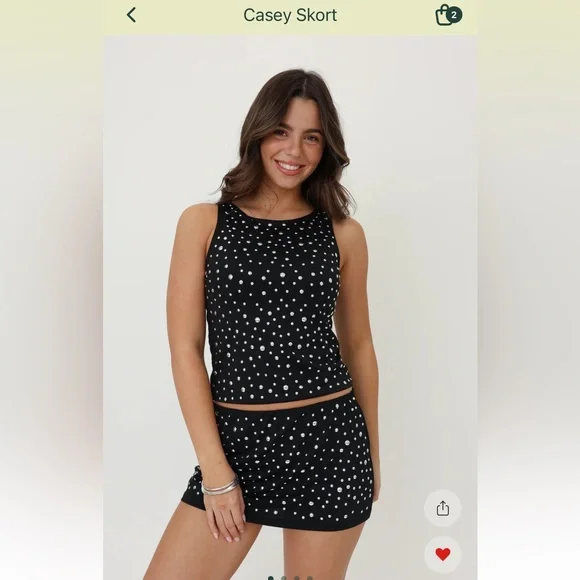 Black Embellished Skort Set with Silver Studs - Picture 8 of 8